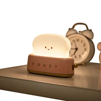 cute toast night light dimmable led toaster night lamp rechargeable desk lamp with timer portable bedroom bedside sleep lamps