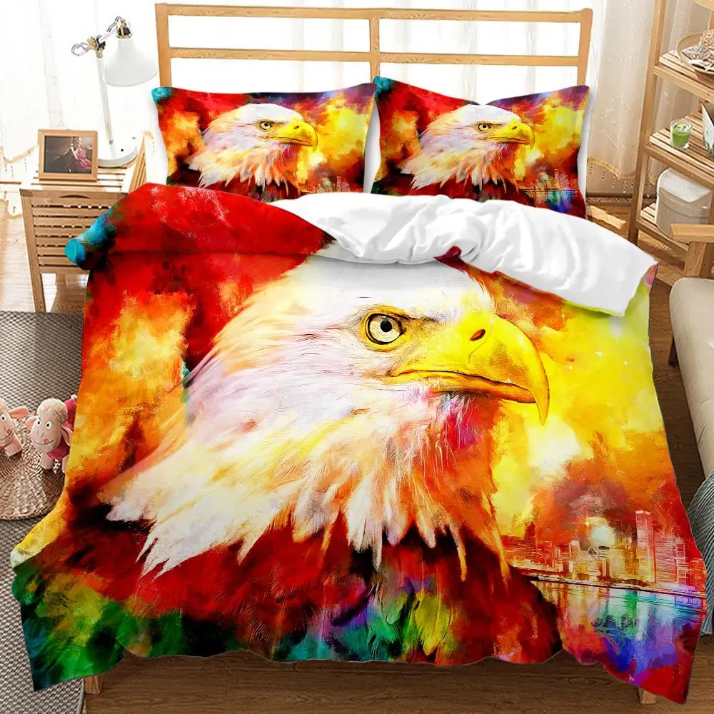 

Birds 3D Print Comforter Bedding Sets Animal Proud Eagle Queen Twin Single Size Duvet Cover Set Pillowcase Home Textile Luxury