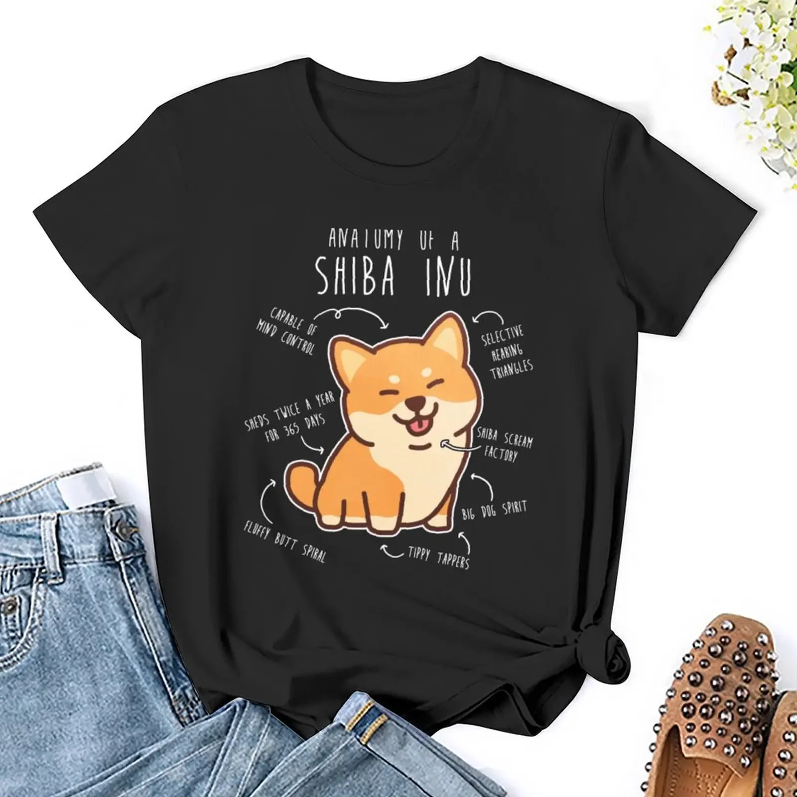 Футболка с изображением собаки Шиба-ину топы женская одежда белые футболки для