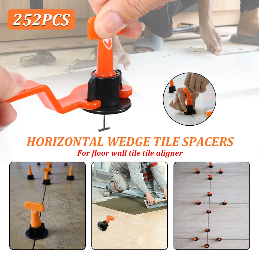 

252 Pcs/Set Align Tile Leveling Wedge Tile Spacer System Flat Ceramic System Leveler Floor Wall Construction Tool Locator