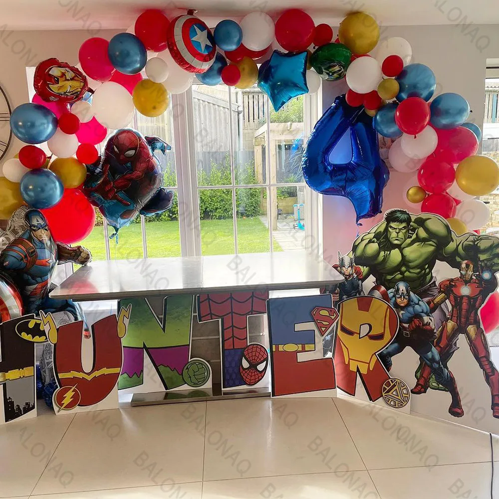 

128pcs Marvel Avengers Balloons Baby Shower Birthday Party Decor Kids Superhero Toy Spiderman Iron Man Hulk Inflatable Globos