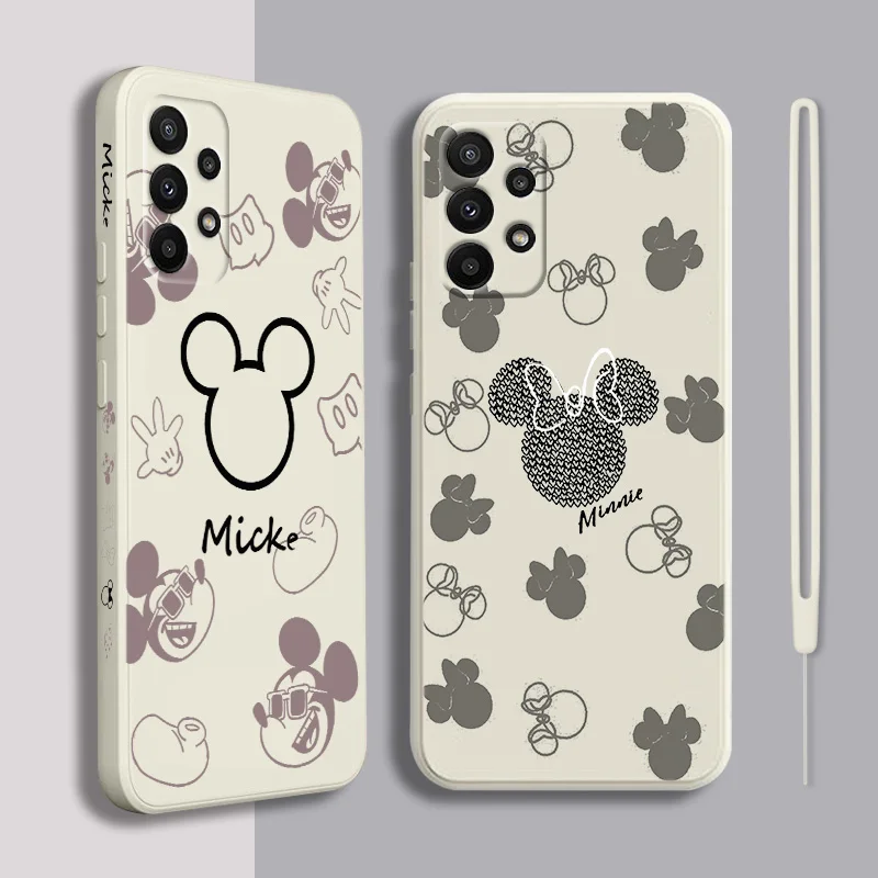 

Disney Mickey Minnie Mouse Liquid Left Rope Phone Case For Samsung A22 A21S A20S A13 A12 A11 A10S A03S A02 A01 Core Cover