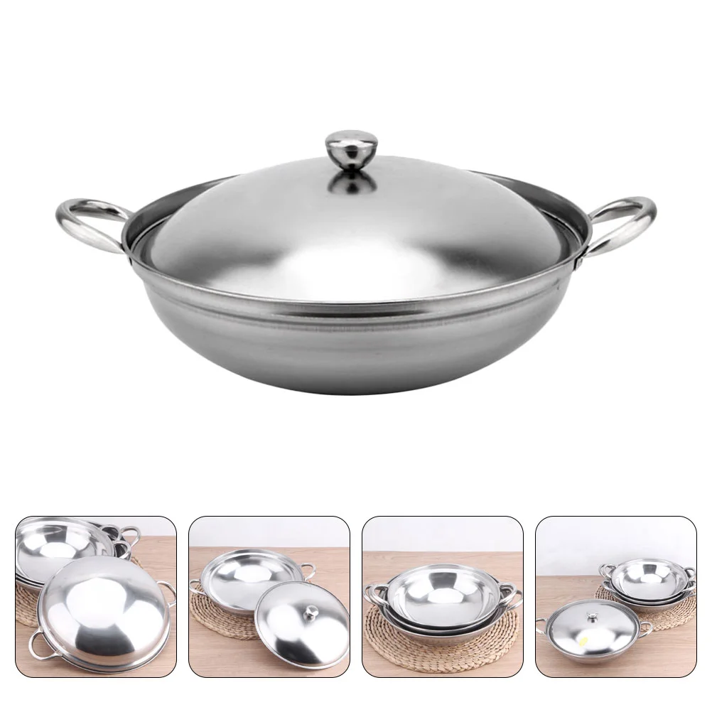 

Cover Stove Double Handle Pot Hot-pot Kitchen Used Tool Food Cooking Stainless Steel Seafood Making