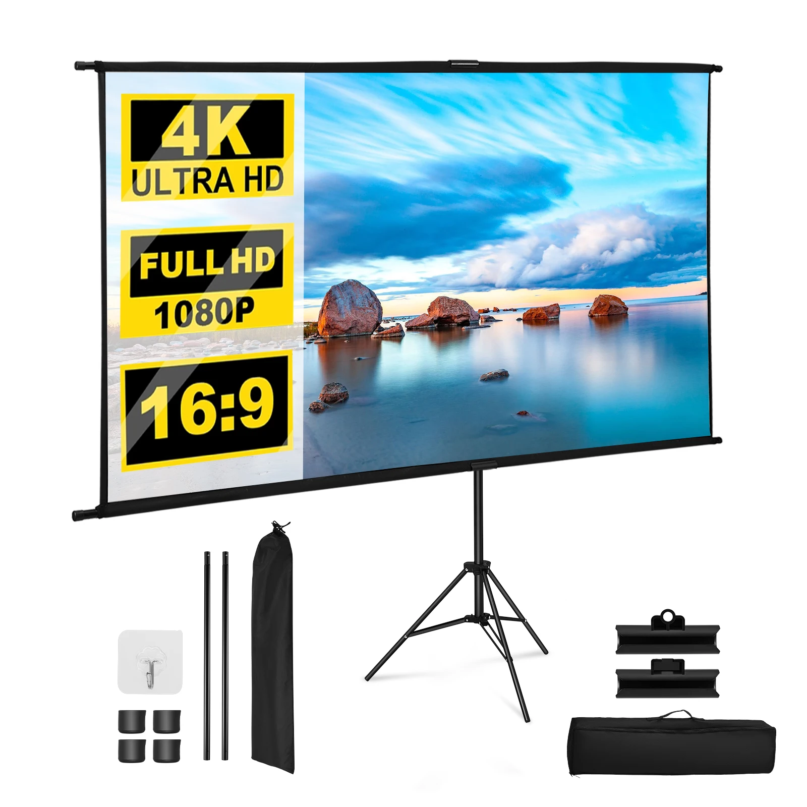

60in 80in 100in 120in Portable Projector Screen HD 16:9 Tabletop Projection Screen With Stand For Outdoor Camping Business