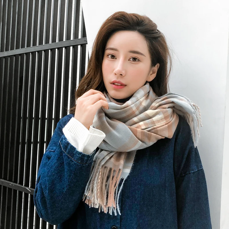 GOPLUS Women's Knitted Scarves Winter Korean Style Warm Casal Plaid Womans Bufandas Invierno Mujer |