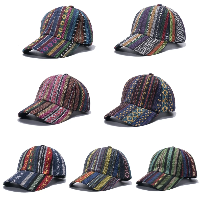 

Модная яркая винтажная бейсбольная кепка в стиле бохо с геометрическим узором и козырьком в этническом стиле для торжеств друзей T8NB