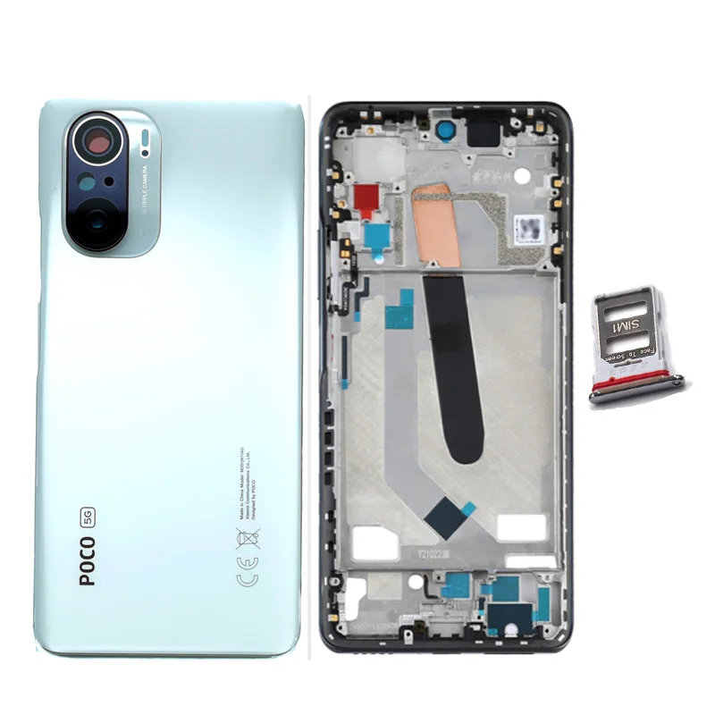 Оригинальная задняя крышка для Xiaomi Poco F3 + передняя рамка ЖК-дисплея Боковая