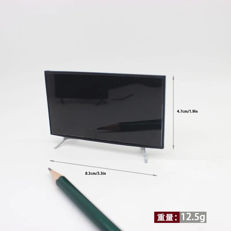 Миниатюрный телевизор в масштабе 1/12 с подставкой - аксессуар для кукольного домика для домашнего декора, реалистичная модель для поделок и подарков своими руками, небольшой орнамент