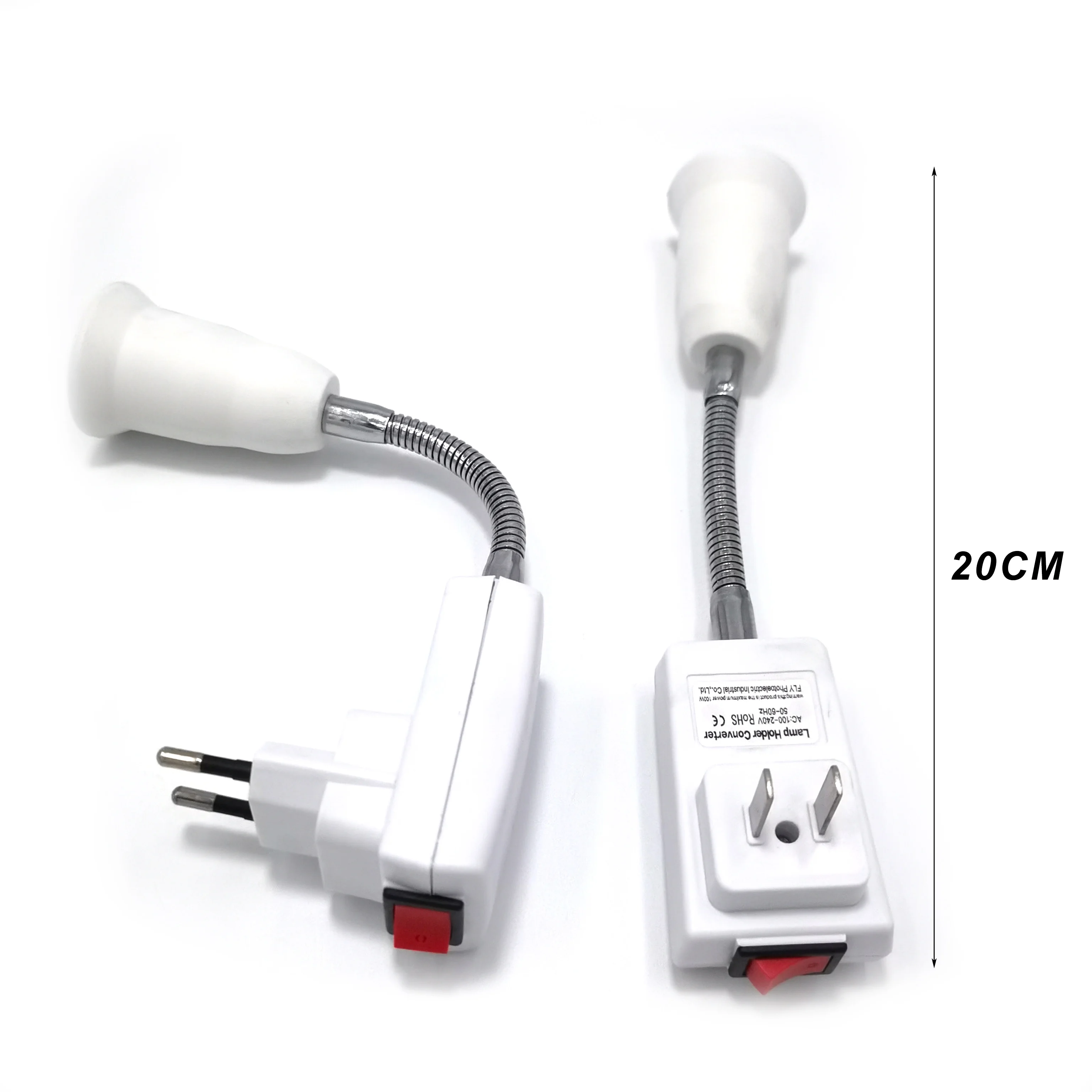 

European American Australia EU UK US AU Plug to E27 Light Base Conversion LED Bulb Socket Rotary Lamp Holder With Switch 20cm