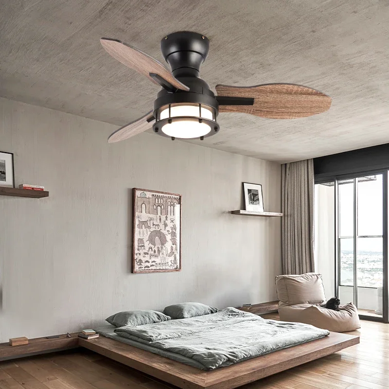 Черный 36-дюймовый промышленный небольшой потолочный вентилятор с подсветкой и
