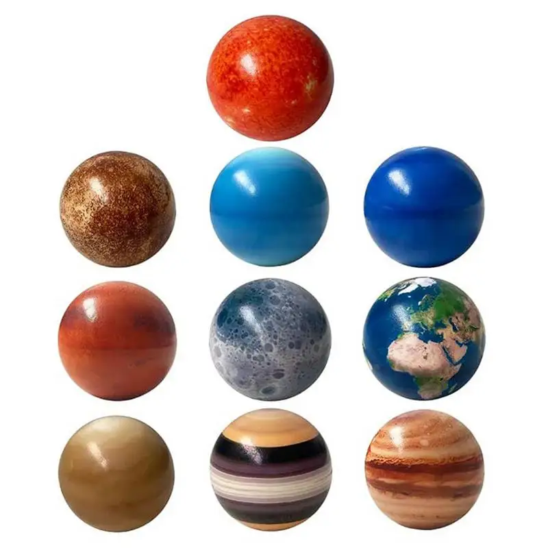 

10 Pcs Eight Planets Moon Sun Star Ball Toy Colorful Bouncy Soft Elastic Printing Star Ball Children Educational Toy Gift