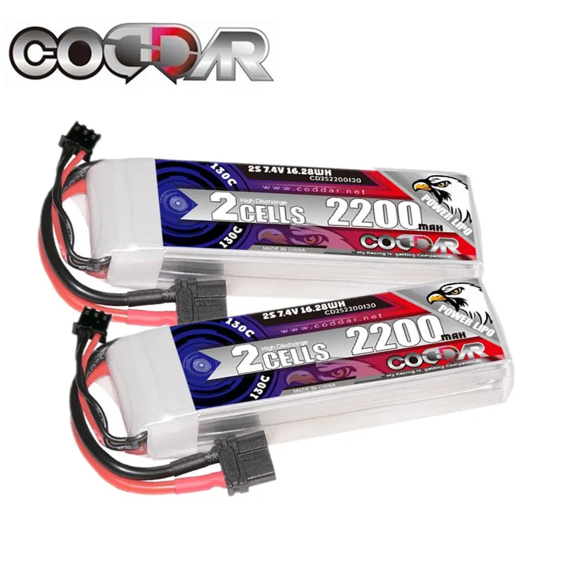 

CODDAR 2200mAh 2S1P 7.4V 130C Lipo Battery With XT60 Plug for FPV Drone Quadcopter Helicopter UAV RC Parts MAX 260C