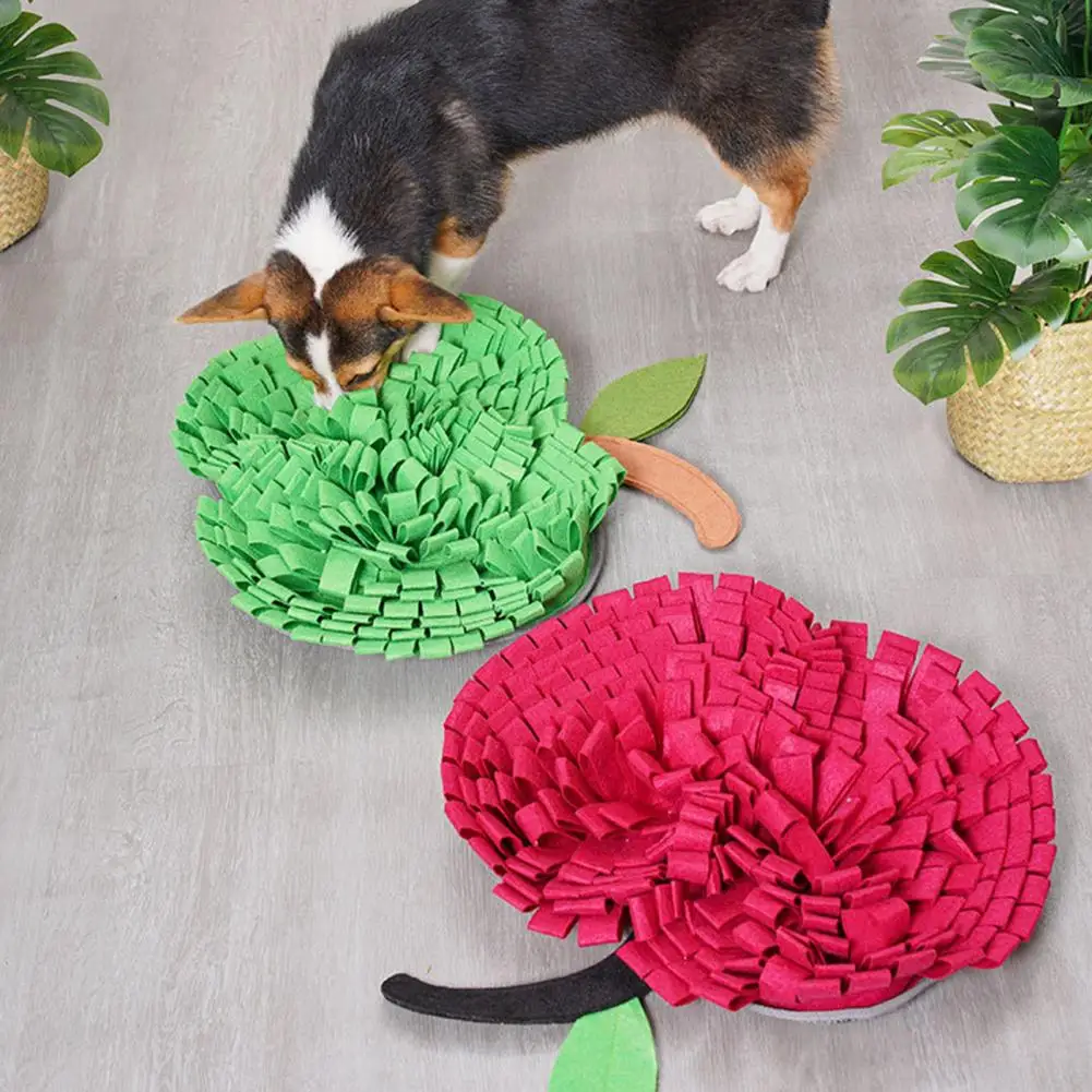 

Pet Sniffing Pad Durable Scratch-resistant Felt Cloth Cute Apple Shape Pet Dog Food Feeder Sniff Mat Pet Supplies