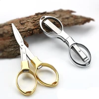 8 words retractable foldable glasses model scissors stainless steel diy tourism climbing first aid sewing paper cutting supply