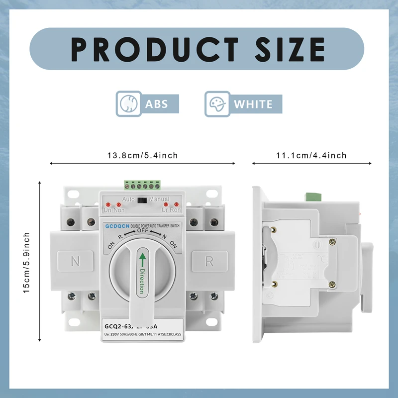 Двухфазный автоматический переключатель питания 2P63A переключения передач Cb Class
