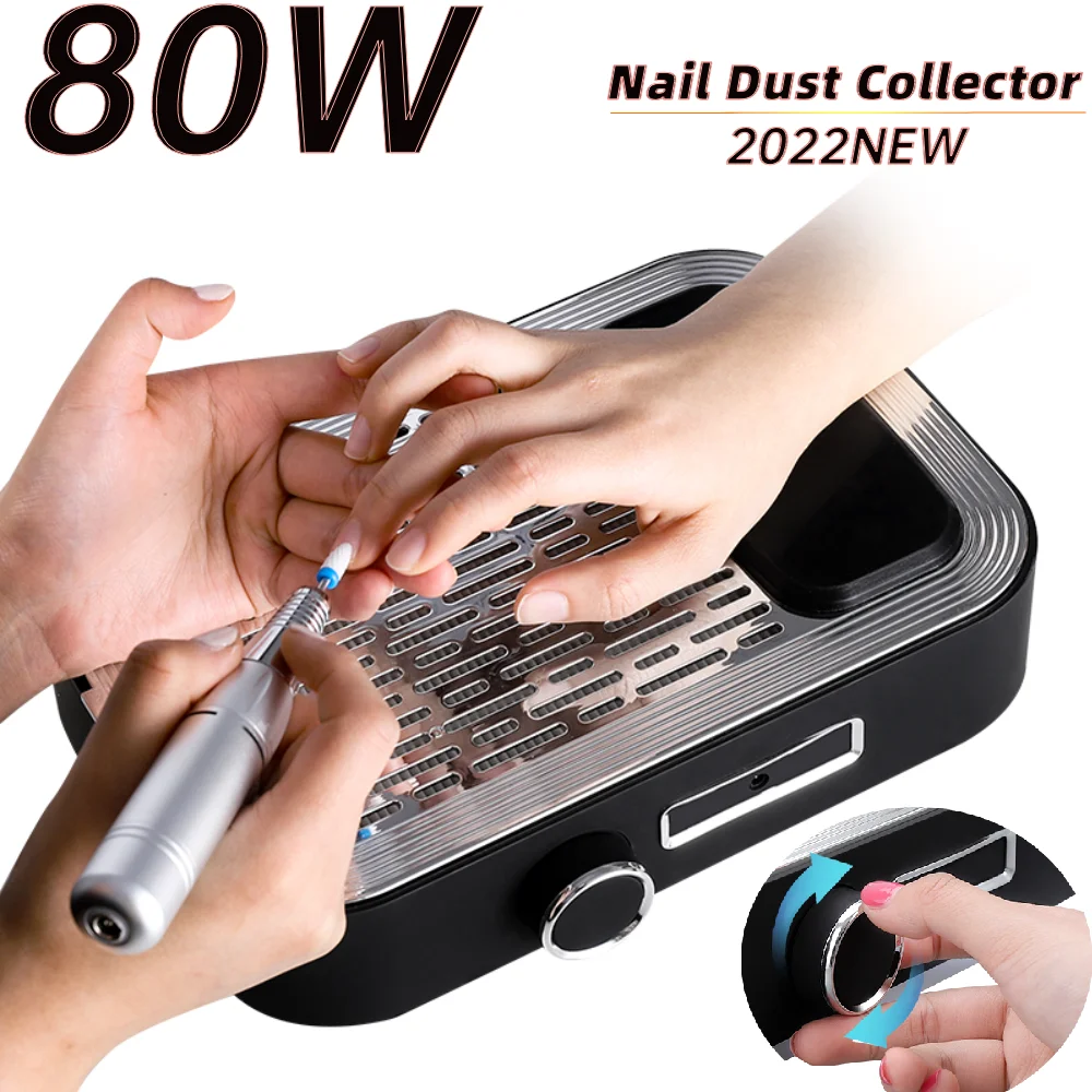 

80W Nail Dust Collector Manicure Machine Tools Strong Power Nail Vacuum Cleaner With Remove Filter Nail Extractor Fan