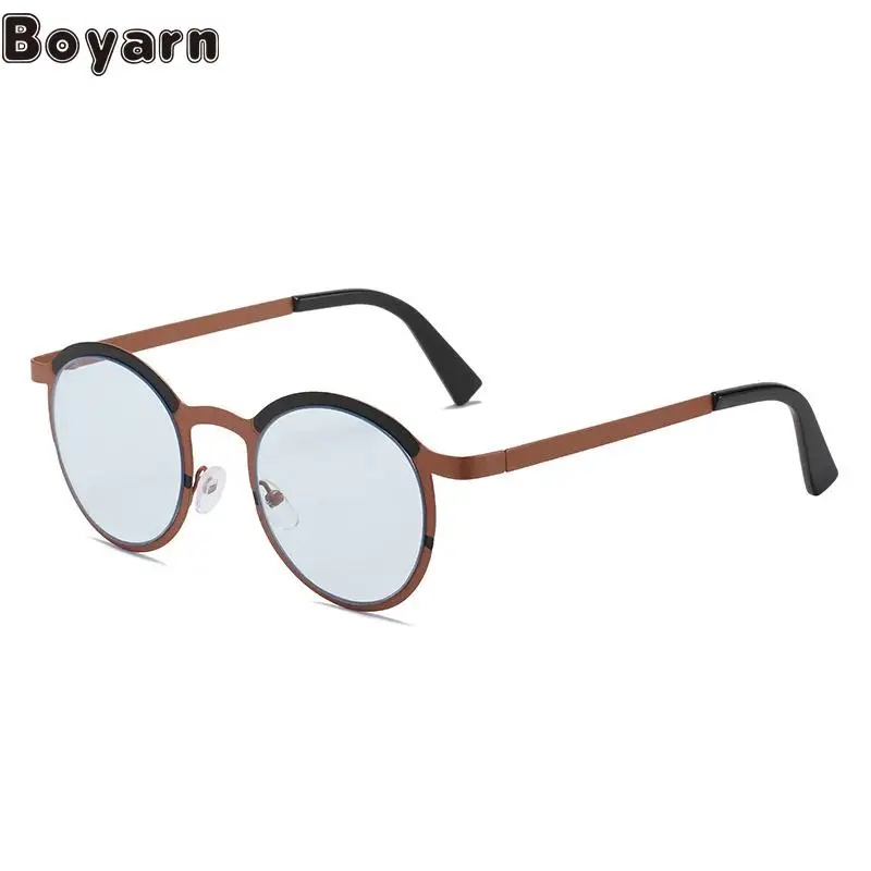 

Boyarn 2022 New Round Frame Sunglasses Steampunk Literary Youth Retro Round Contrast Glasses Color Matching Paint Sunglasse