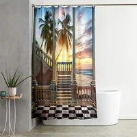 southeast asia style shower curtain modern fashion home decor for bathroom tree scenery printing cortinas