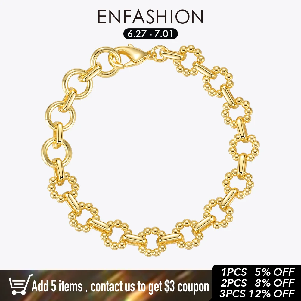 

ENFASHION Kpop Flower Beads Charm Bracelet For Women Gold Color Trend Bracelets 2020 Pulseras Party Fashion Jewelry Gift B202224