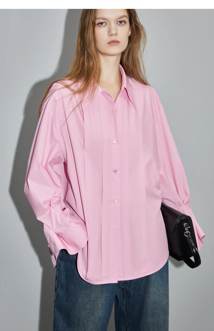 AAA 2024 летние корейские повседневные однотонные блузки с отложным воротником