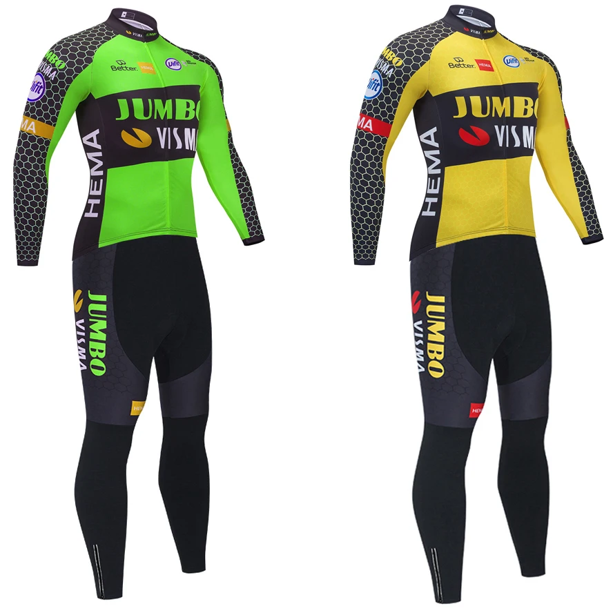 

Fluor Green Jumbo Cycling Jersey Team Pro Bike Maillot Pants Suit Men 20D Winter Ropa Ciclismo Bicycl Jacket Culottes Clothing