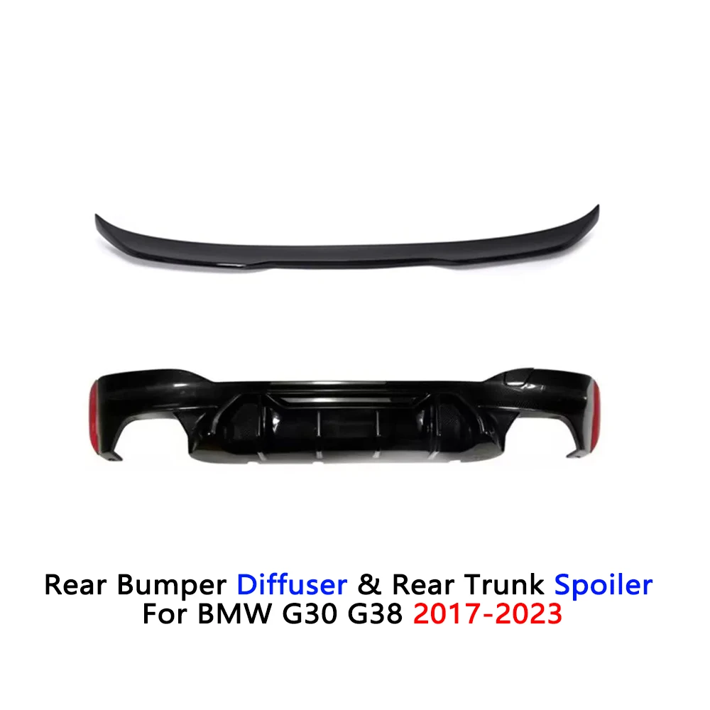 

Диффузор и спойлер G30, задний багажник, губа 2017-2023, аксессуары 5 серии M, спортивный глянцевый черный цвет для BMW, автозапчасти