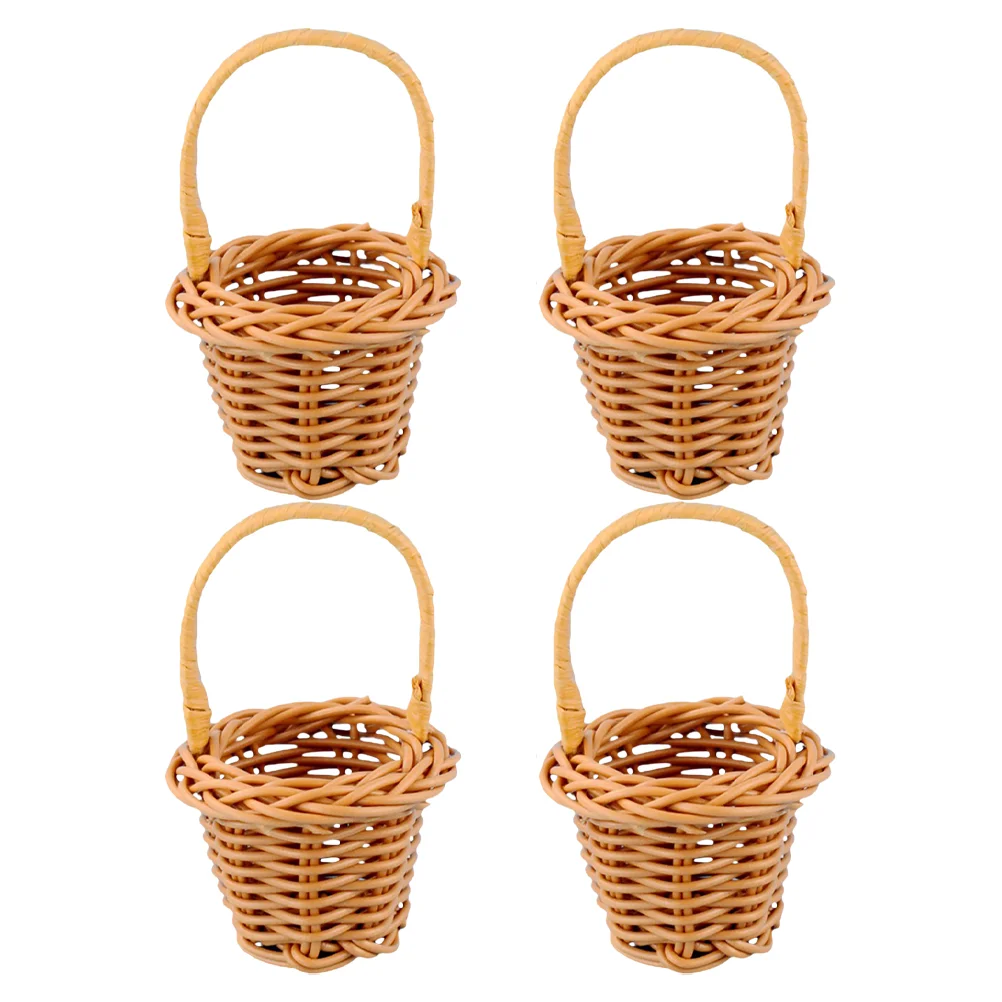 

Basket Mini Flower Baskets Miniature Handheld Box Toys Wicker Picnic Tote Woven Rattan Landscape Favor Party Handles Candy Props