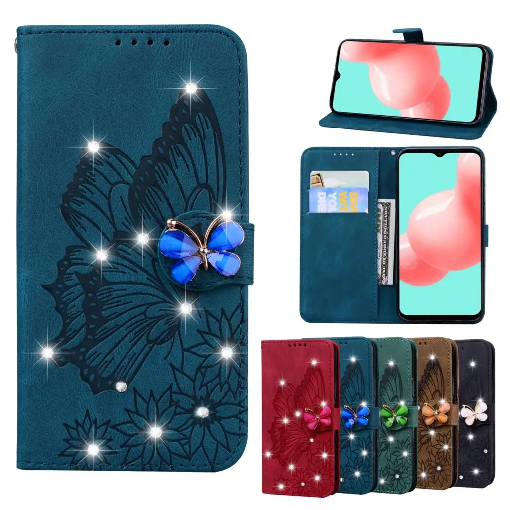 

Butterfly Leather Case For Huawei P20 P30 Lite Y5 Y6 P Smart 2019 2020 Y5P Y6P Honor 8S 8A 9S 10 X Lite Funda Flip Wallet Coque