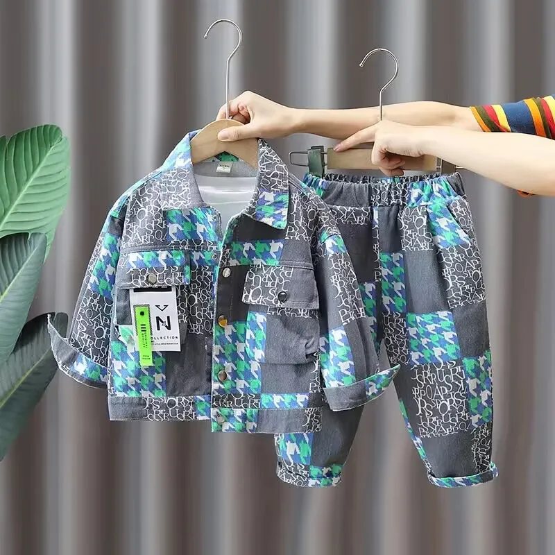 

Boys Denim Jacket Set 2023 New Baby Fashion Clothing Suit Children's Spring and Autumn Style Handsome Two Piece Set