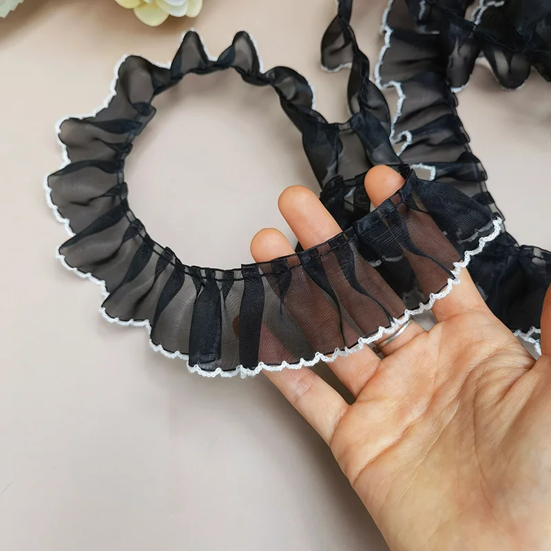 Плиссированная органза по низкой цене кружевная юбка с оборками для одежды