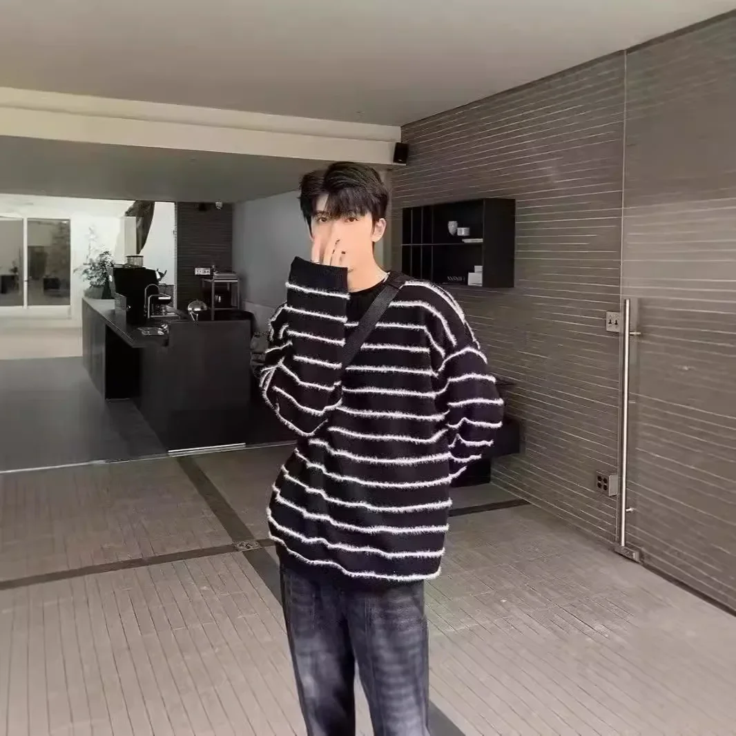 Полосатый свитер мужской и женский осенне-зимний американский стиль винтажный
