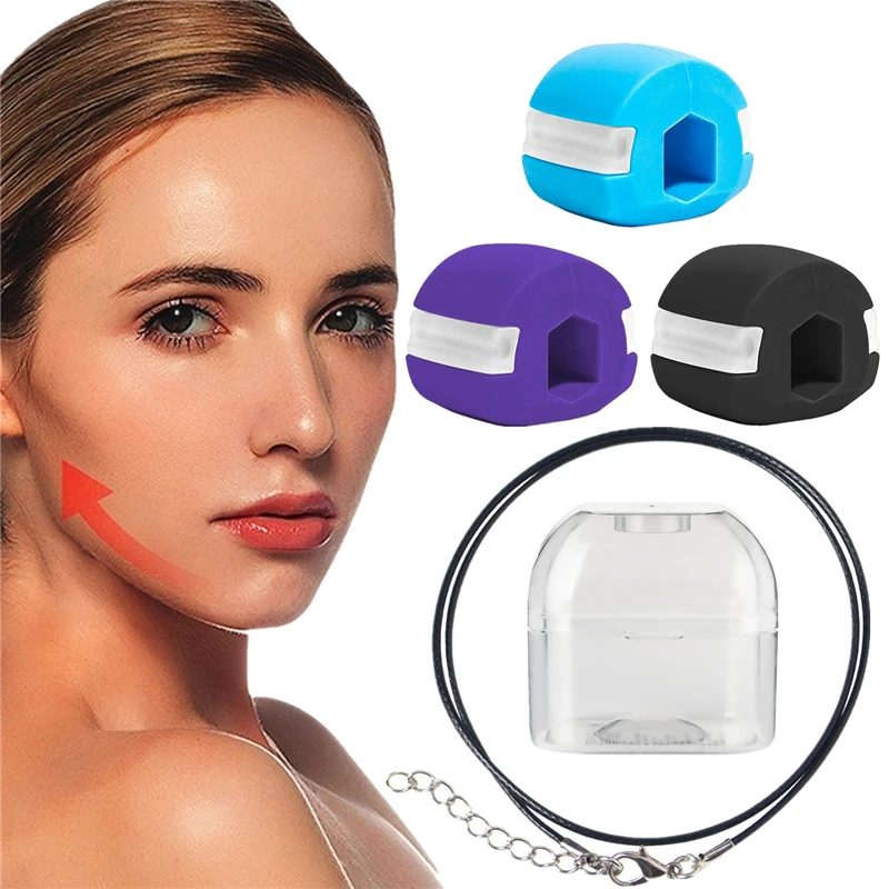 

Food-grade Silica Gel Jaw Exerciser With Storage Box Lanyard Mouth Jawline Chew Bite Breaker Training Face Fitness Ball Masseter