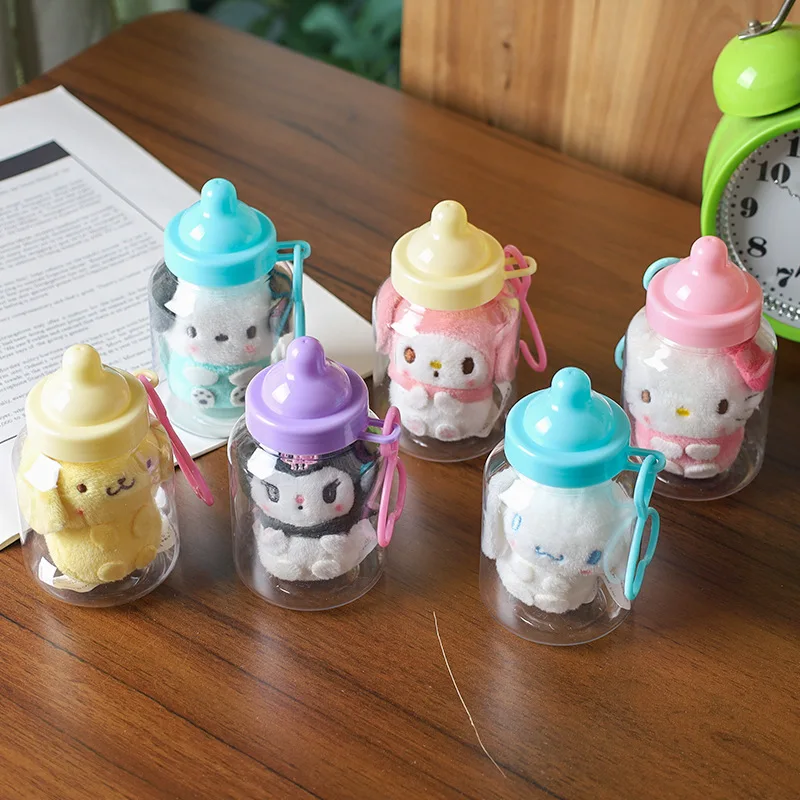 

Kawaii Sanrio Hello Kitty Kuromi Cinnamoroll Milk Bottle Doll Pendant Anime Cartoon Cute Keychain Schoolbag Ornament Girl Gift