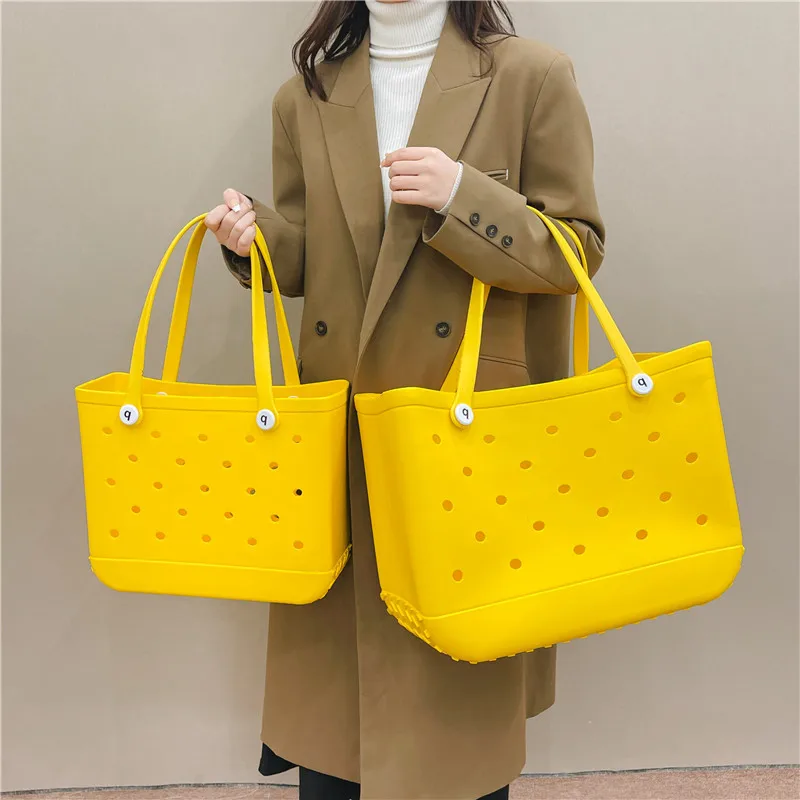 PVC Women Handbags Candy Color Jelly Bag Large Beach Bags for Women 2023 Storage Shoulder Bag Luxury Designer Basket Bags Tote