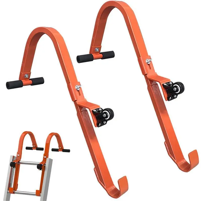 

Ladder Hooks For Roof Steel Hook With Wheel Rubber Grip T-Bar For Damage Prevention 2 Pcs Heavy Duty Ladder Attachment Securing