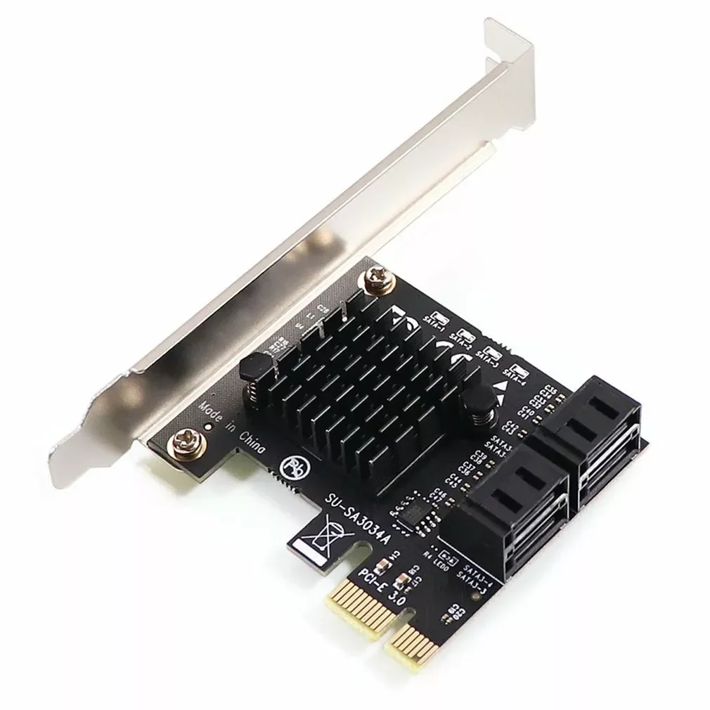 

PCIe на 4 порта SATA 3,0 6 Гбит/с SSD адаптер PCI-e Экспресс плата контроллера карта расширения жесткого диска