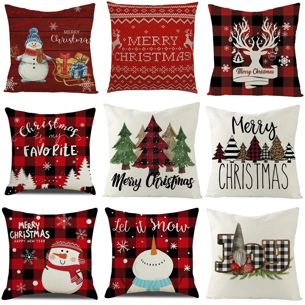 

Home Decor Merry Christmas Cartoon Santa Claus Print Sofa Cushion Polyester Fall Pillowcase 45x45cm funda de almohada