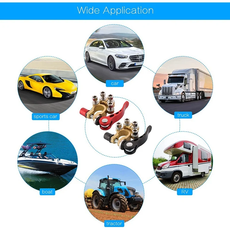 2 Клеммы для аккумулятора 12 В 4-ходовой Полюсный Зажим автомобильного