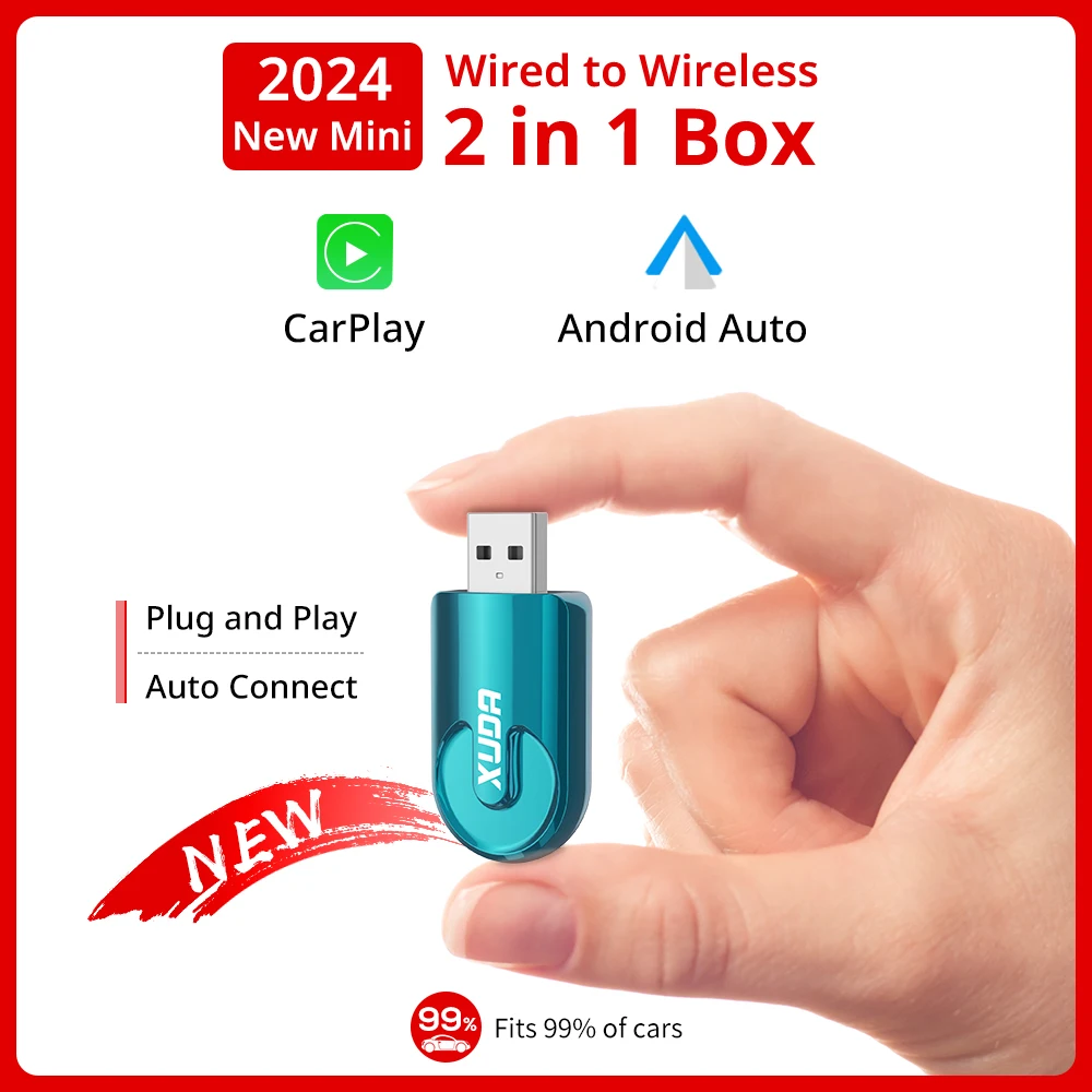 

XUDA 2in1 Беспроводной адаптер Carplay Android Auto Smart USB Dongle Plug and Play для Havel Kia Volvo Audi MG VW Hyundai Jeep