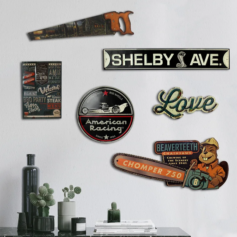 

Vintage Tin Sign plaque Bar pub home attic House Cafe Restaurant Loft Wall Hanging background Decor Retro Metal sticker Poster