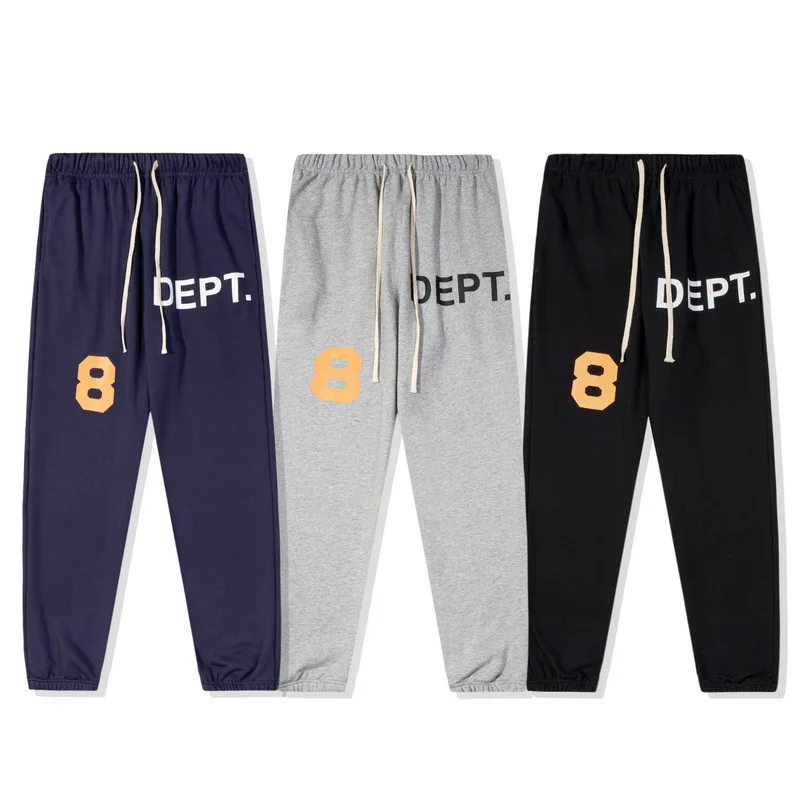 

GALLERY DEPT TIDE Fashion Speckled Ink Graffiti letter Print splicing sweatpants Men street vintage rolled edge micro-flare pant