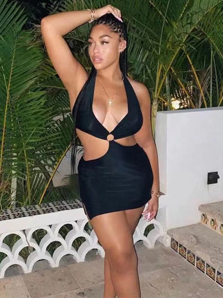 

Halter Backless Bodycon Velvet Evening Dresses for Women 2022 Vintage Clothes Sexy Off Shoulder Round Buckle Cut Out Robe Femme