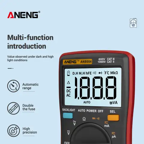 Цифровой мультиметр ANENG AN8004, Профессиональный стандартный тестер, аналоговый мультитестер esrlcr, функция true rm