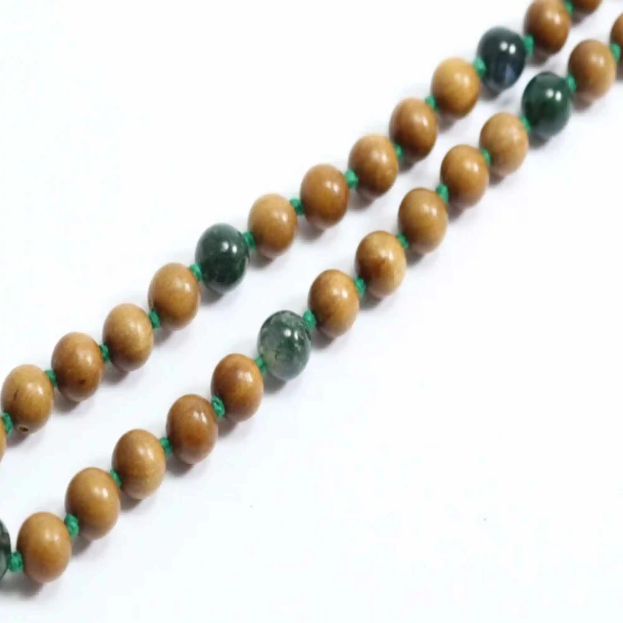 

8mm Natural knot Moss agate sandalwood gemstone beads necklace Mental Meditation Calming Christmas Cuff Thanksgiving Day