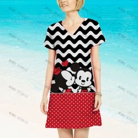 disney beach dress v neck y2k minnie mouse printed summer dresses woman 2022 women cartoon party mickey boho elegant sexy 8xl