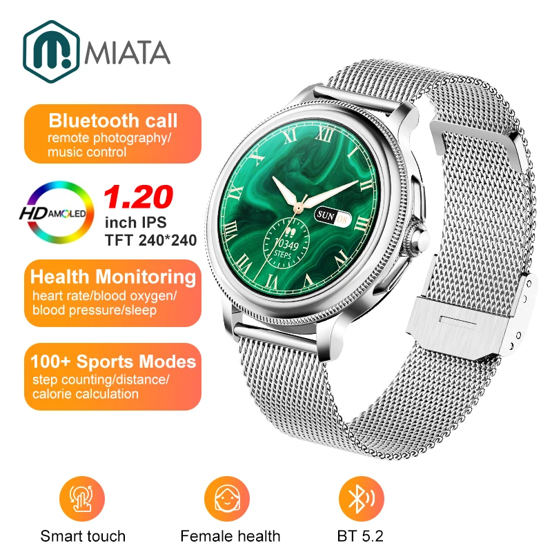 

Умные часы MIATA для мужчин, роскошные женские часы с Bluetooth, умный фитнес-браслет для здоровья, спортивные наручные часы, водонепроницаемые IP67