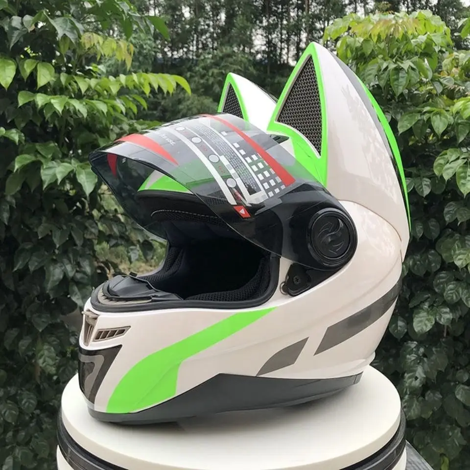 

Cat Ears Helmets Motorcycle Helmet Sports Integral for Full Face Motor Cafe Racer Moto Cross Women Adults Scooter Free Shipping