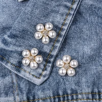cute mini flower brooch womens suit pearl corsage new alloy collar pin banquet gifts rhinestone jewelry clothing accessories