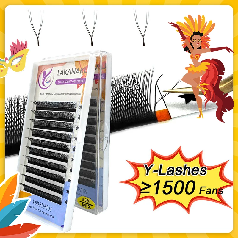 Ресницы LAKANAKU Y-образные для наращивания изгиб и бразильский объем
