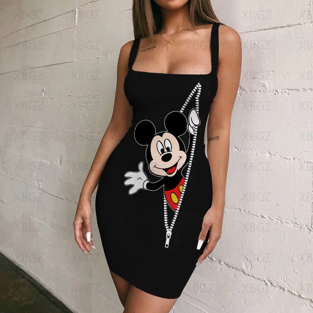 Мини-халат для бала à imprimé Minnie Mouse Mickey Y2k Sexy moulante Chic Zavgante la mode dessin animé Disney été
